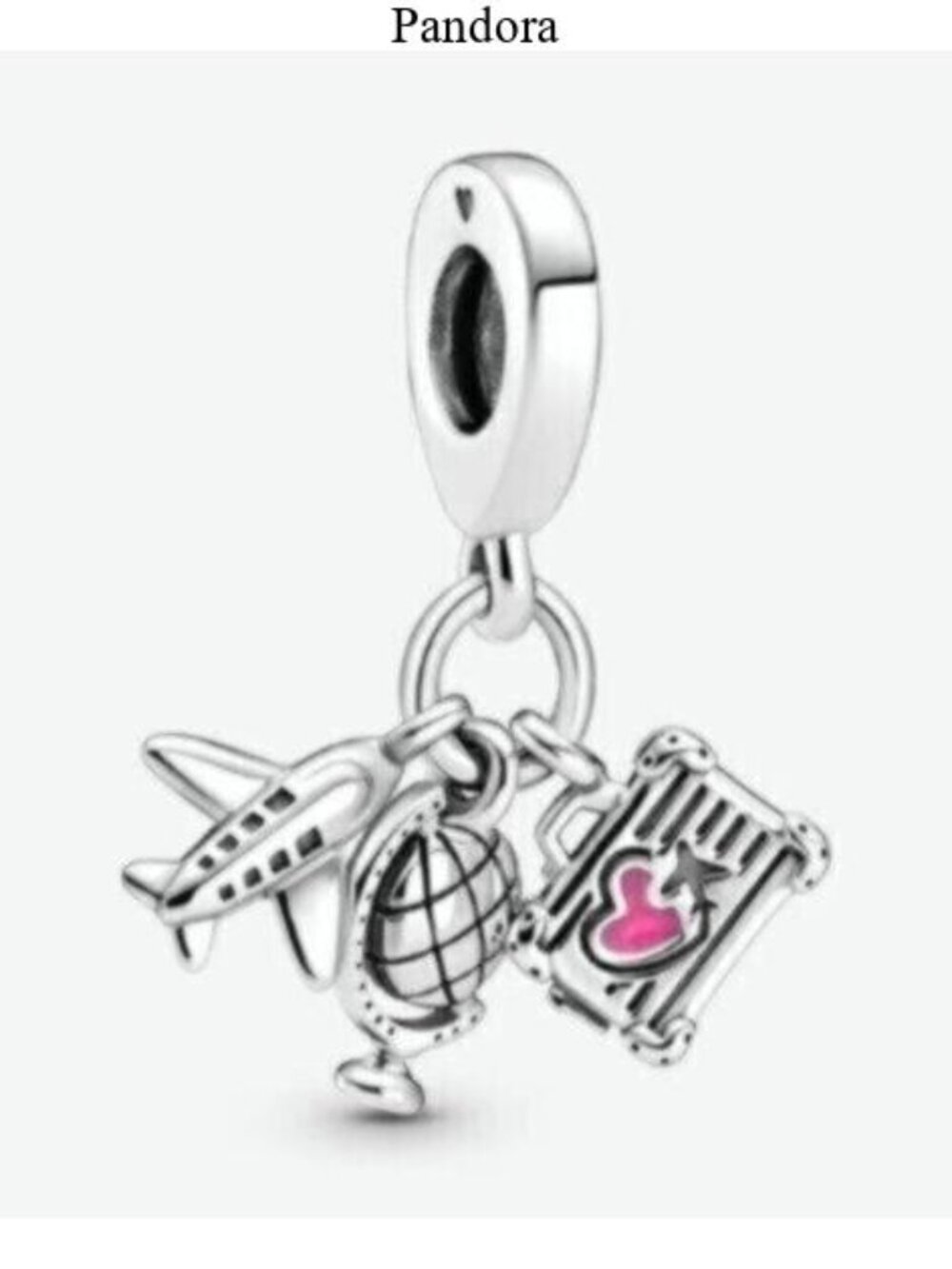 Pandora Airplane, Globe & Suitcase Dangle Charm